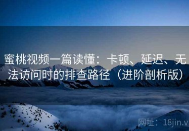 蜜桃视频一篇读懂：卡顿、延迟、无法访问时的排查路径（进阶剖析版）
