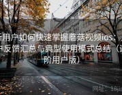 新用户如何快速掌握蘑菇视频ios：用户反馈汇总与典型使用模式总结（进阶用户版）