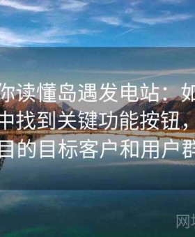 一篇带你读懂岛遇发电站：如何在复杂界面中找到关键功能按钮，遇岛项目的目标客户和用户群