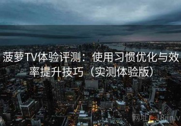菠萝TV体验评测：使用习惯优化与效率提升技巧（实测体验版）