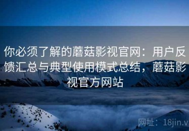 你必须了解的蘑菇影视官网：用户反馈汇总与典型使用模式总结，蘑菇影视官方网站