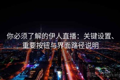 你必须了解的伊人直播：关键设置、重要按钮与界面路径说明