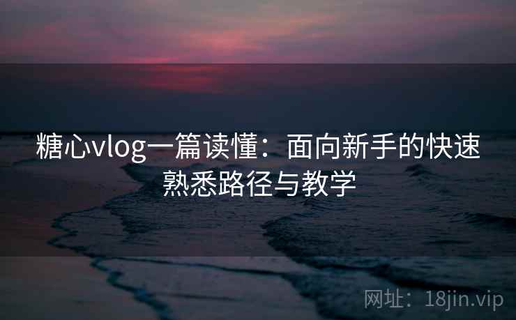 糖心vlog一篇读懂：面向新手的快速熟悉路径与教学