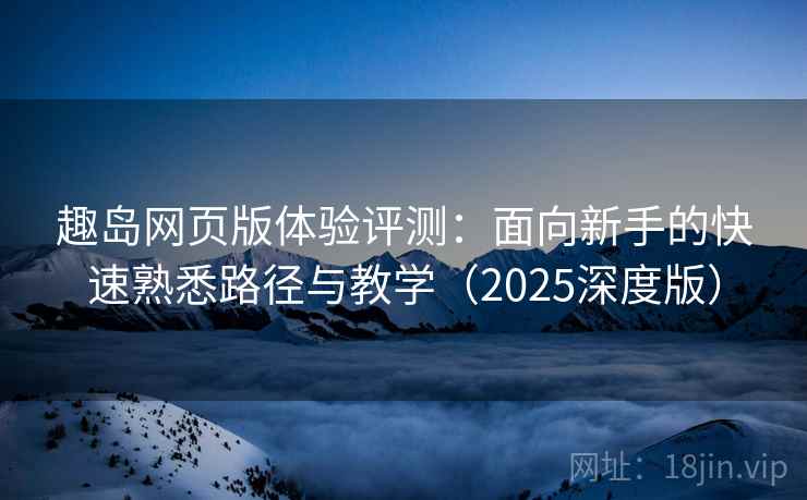 趣岛网页版体验评测：面向新手的快速熟悉路径与教学（2025深度版）